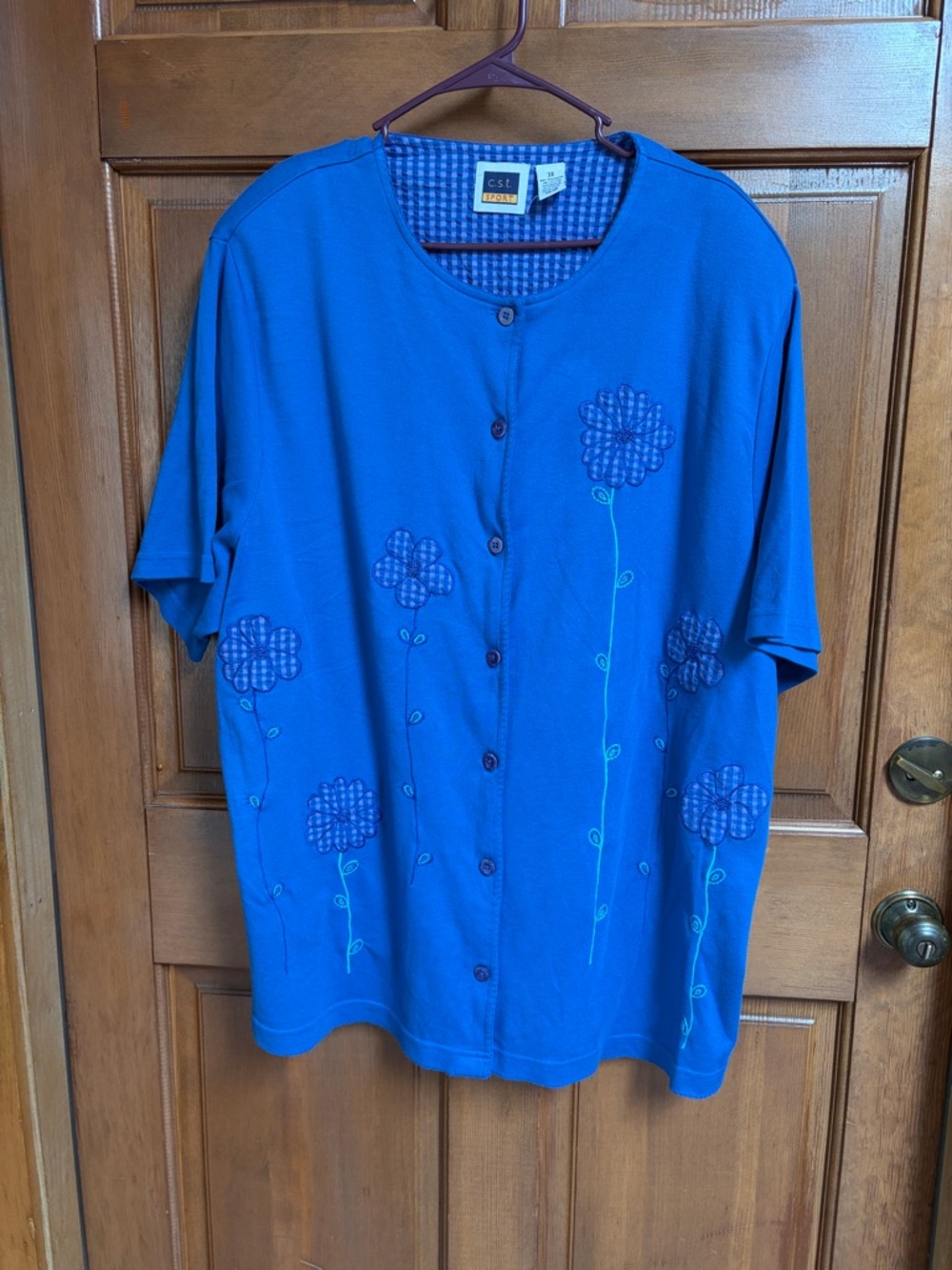 C.S.T. Sport Women's Blue Floral Button-Front Shirt Size 3X